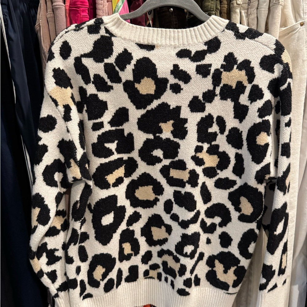 Sugarlips Black and Cream Leopard Print Sweater - Picture 2 of 4